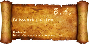 Bukovszky Anina névjegykártya